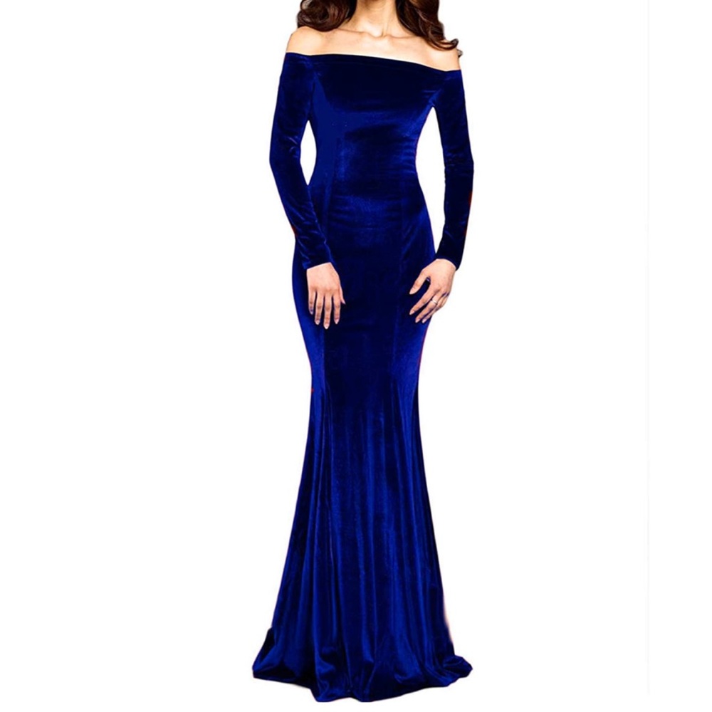 Velvet Off-Shoulder Formal Gown